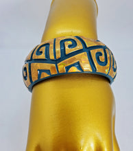 Load image into Gallery viewer, Metallic Gold and Blue Bangle Bracelet with Ethnic Design
