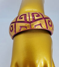 Load image into Gallery viewer, Metallic Gold and Pink Bangle Bracelet with Ethnic Design
