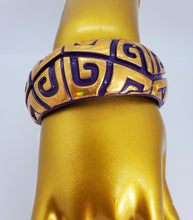 Load image into Gallery viewer, Metallic Gold and Purple Bangle Bracelet with Ethnic Design
