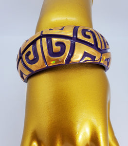 Metallic Gold and Purple Bangle Bracelet with Ethnic Design