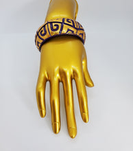 Load image into Gallery viewer, Metallic Gold and Purple Bangle Bracelet with Ethnic Design
