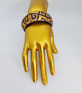 Metallic Gold and Purple Bangle Bracelet with Ethnic Design