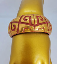 Load image into Gallery viewer, Metallic Gold and Red Bangle Bracelet with Ethnic Design
