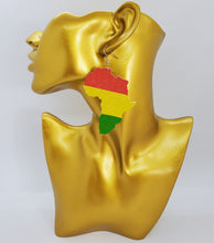 Load image into Gallery viewer, Dangling Acrylic African Continent Red Yellow Green Earrings
