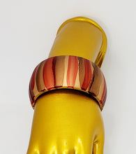 Load image into Gallery viewer, Metallic Gold Bangle Bracelet with Red Brown wide Strips

