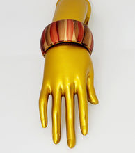 Load image into Gallery viewer, Metallic Gold Bangle Bracelet with Red Brown wide Strips

