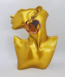 Colorful Wooden Black Girl Magic Red Hoop Earrings