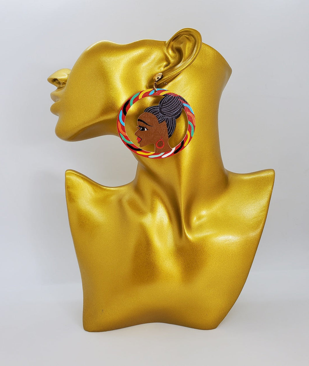Colorful Wooden Black Girl Magic Red Hoop Earrings
