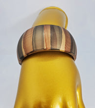 Load image into Gallery viewer, Metallic Gold Bangle Bracelet with Green Brown wide Strips
