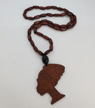 Load image into Gallery viewer, Wooden Brown Beaded African Woman Queen Necklace

