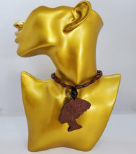 Load image into Gallery viewer, Wooden Brown Beaded African Woman Queen Necklace
