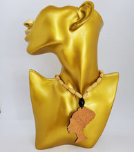 Load image into Gallery viewer, Wooden Natural Beaded African Woman Queen Necklace

