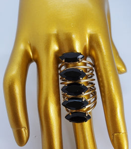 Crystal Black Gold Tsavorite Wrap Fashion Ring