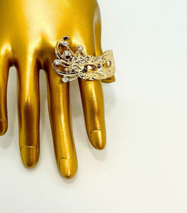 Metallic Gold and Crystal Adjustable Masquerade Ring