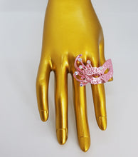 Load image into Gallery viewer, Metallic Pink and Crystal Adjustable Masquerade Ring
