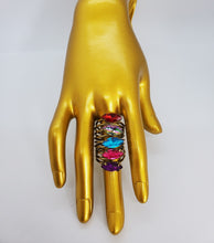 Load image into Gallery viewer, Crystal Multicolored Gold Tsavorite Wrap Fashion Ring
