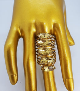 Crystal Yellow Gold Tsavorite Wrap Fashion Ring
