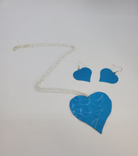 Load image into Gallery viewer, Silver Chain with Blue Heart Necklace and Earrings Set
