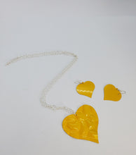 Load image into Gallery viewer, Silver Chain with Gold Heart Necklace and Earrings Set
