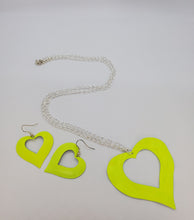 Load image into Gallery viewer, Silver Chain with Yellow Open Heart Necklace and Earrings Set
