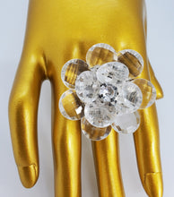 Load image into Gallery viewer, Translucent Clear and Crystal Adjustable Fashion Flower Ring
