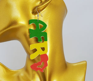 Colorful Dangling Africa Earrings with Africa Spelled Out