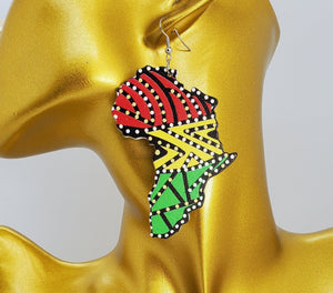 Colorful Dangling Studded Africa Continent Earrings