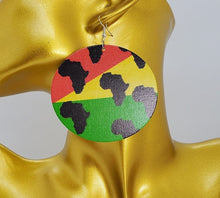 Load image into Gallery viewer, Colorful Wooden Circle Dangle Earring with Africa Continent

