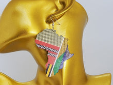 Load image into Gallery viewer, Dangling African Continent Earrings - Multi Colored Pattern
