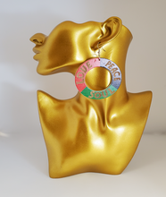 Load image into Gallery viewer, Acrylic Dangling Circle Love Peace &amp; Soul Earrings

