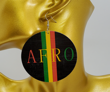 Load image into Gallery viewer, Wooden Dangling Round AFRO Disc Earrings
